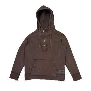 Vintage Y2K American Eagle Men’s Hoodie Sweatshirt Brown Size L